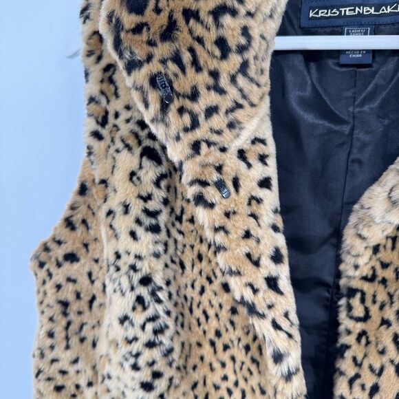 Vintage Y2K Kristen Blake Faux Fur Leopard Vest Large‎ - Picture 4 of 7